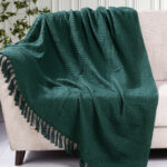 Bottle Green Waffle Weave Cotton Throw Blanket – Lightweight, Breathable & Cozy for Sofa or Bed (100% Cotton)(50x60 INCHES)