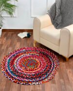 Natural Handwoven Round Jute Rug - Image 5
