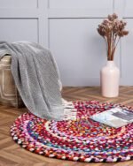 Natural Handwoven Round Jute Rug - Image 3
