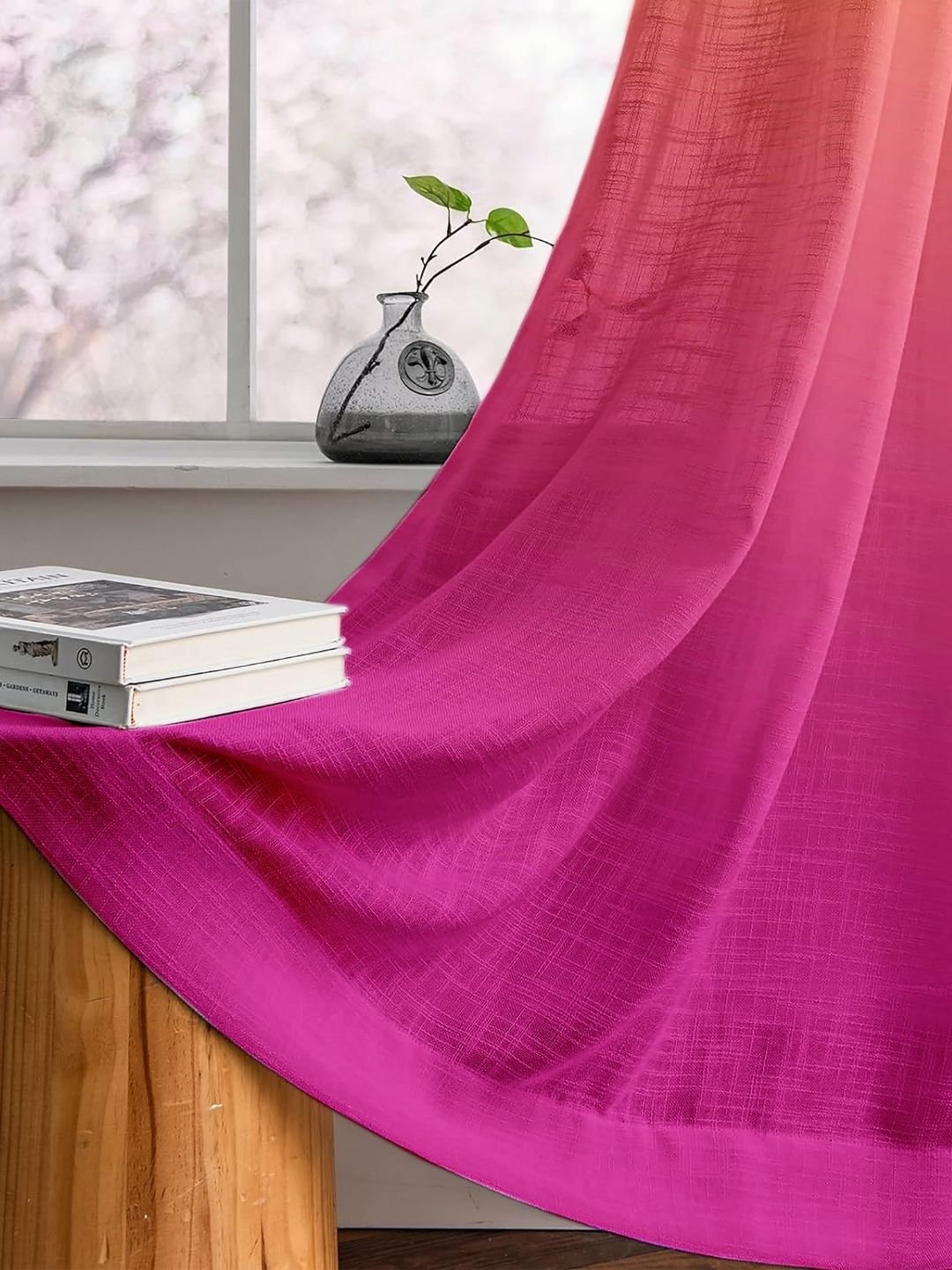 1 Printed Linen Textured Sheer Curtains - Image 1