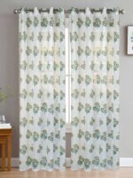 Printed Linen Yellow Flower Sheer Curtains - Image 3