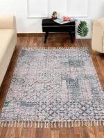 Handmade Grey Designed Printed Rug - Image 2