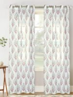 Printed Linen Multi Flower Sheer Curtains - Image 2