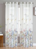 Decorative Flower Pattern Sheer Curtains - Image 2