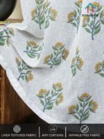 Printed Linen Yellow Flower Sheer Curtains