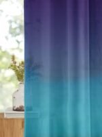 Printed Linen Purple-Teal Sheer Curtains - Image 5