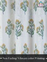 Printed Linen Yellow Flower Sheer Curtains - Image 6
