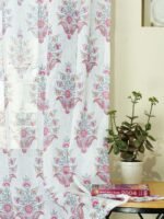 Printed Linen Multi Flower Sheer Curtains - Image 4