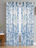 Floral Textured Sheer Curtains - Image 3