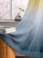 Printed Linen Yellow-Grey Sheer Curtains