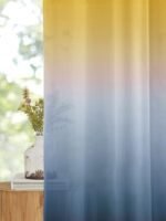 Printed Linen Yellow-Grey Sheer Curtains - Image 3