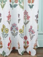 Printed Linen Multiple Flower Sheer Curtains - Image 3