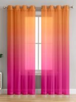 Printed Linen Textured Sheer Curtains - Image 2