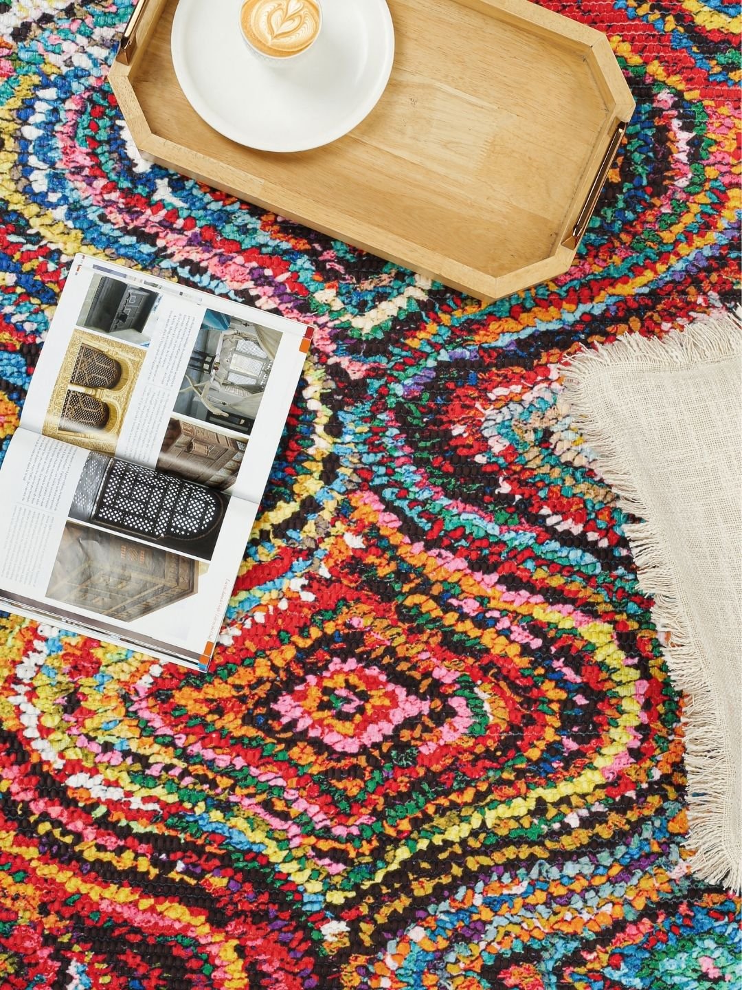 Handmade Cotton Multicolor Rug