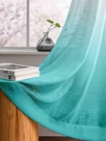 Printed Linen Sky-White Sheer Curtains