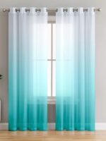 Printed Linen Sky-White Sheer Curtains - Image 2