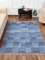 Handmade Modern Blue Designed Rug - Image 2
