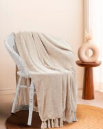 Luxury Beige Chenille Throw - Image 4