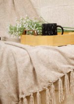 Luxury Beige Chenille Throw