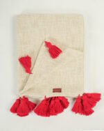 Cotton OffWhite Red Throw Blanket - Image 4
