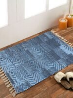 Handmade Modern Blue Designed Rug - Image 4