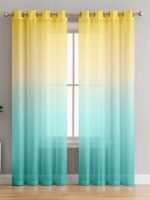 Printed Linen Yellow-Sky Sheer Curtains - Image 2