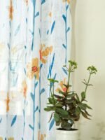 Printed Linen Flower Pattern Sheer Curtains - Image 3