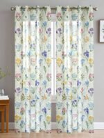 Printed Multicolor Flower Design Sheer Curtains - Image 2