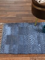 Handmade Modern Blue Designed Rug - Image 5