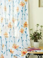 Printed Linen Flower Pattern Sheer Curtains - Image 4
