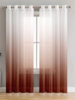 Printed Linen Brown-White Sheer Curtains - Image 2