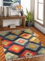 Handmade Multicolor Cotton Modern Rug - Image 2