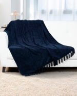 Luxury Navy-Blue Chenille Throw - Image 5