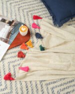 Cotton Off White Multicolor Throw Blanket