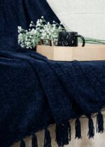 Luxury Navy-Blue Chenille Throw