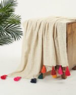 Cotton Off White Multicolor Throw Blanket - Image 2