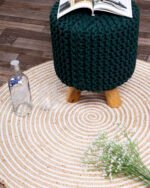 Natural Handwoven Round Jute Rug - Image 3