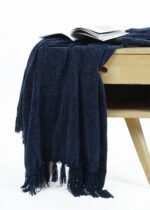 Luxury Navy-Blue Chenille Throw - Image 4