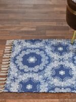 Handmade Blue-White Pattern Rug - Image 3