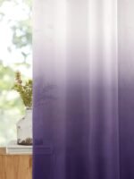 Printed Linen White-Purple Sheer Curtains - Image 3