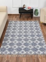Handmade Blue-White Pattern Modern Rug - Image 2
