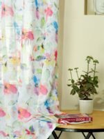 Printed Linen Multicolor Flower Sheer Curtains - Image 4