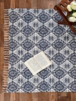 Handmade Blue-White Pattern Modern Rug