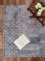 Handmade Grey Designed Printed Rug