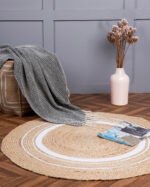 Natural Handwoven White Round Jute Rug - Image 3