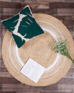 Natural Handwoven White Round Jute Rug