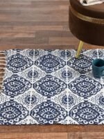 Handmade Blue-White Pattern Modern Rug - Image 5