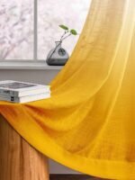 Printed Linen Yellow-White Sheer Curtains