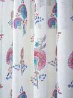 Printed Linen Flower Design Sheer Curtains - Image 3