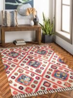Handemade Multicolor Cotton Design Rug - Image 2